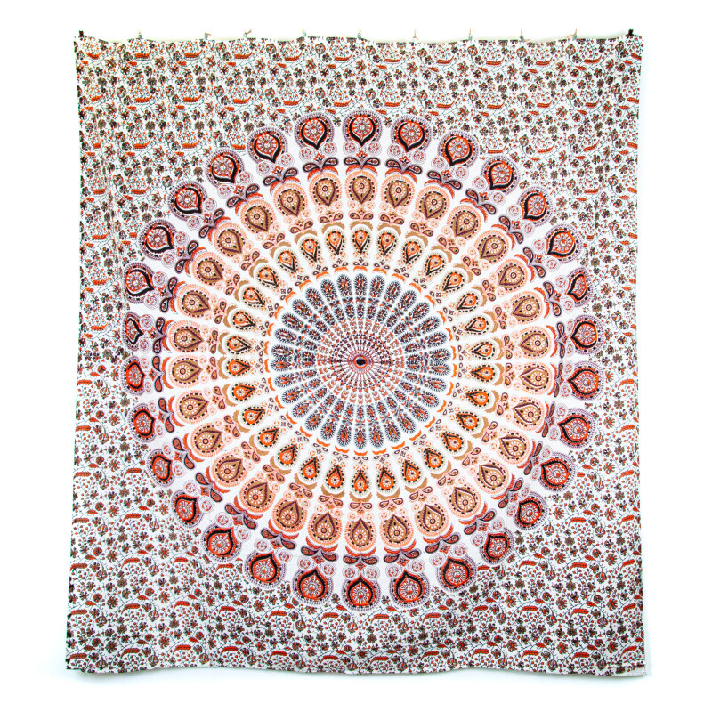 Bedspread Double Owl Mandala Orange