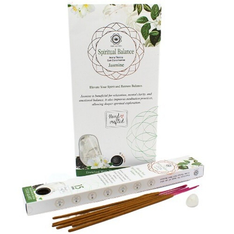 Incense Sticks Green Tree Gemstone Balance - Jasmine + Clear Quartz