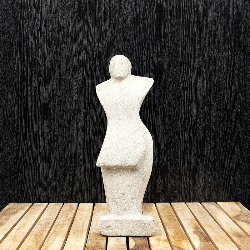 Statuette Stone Abstract 01 30 cm Grey