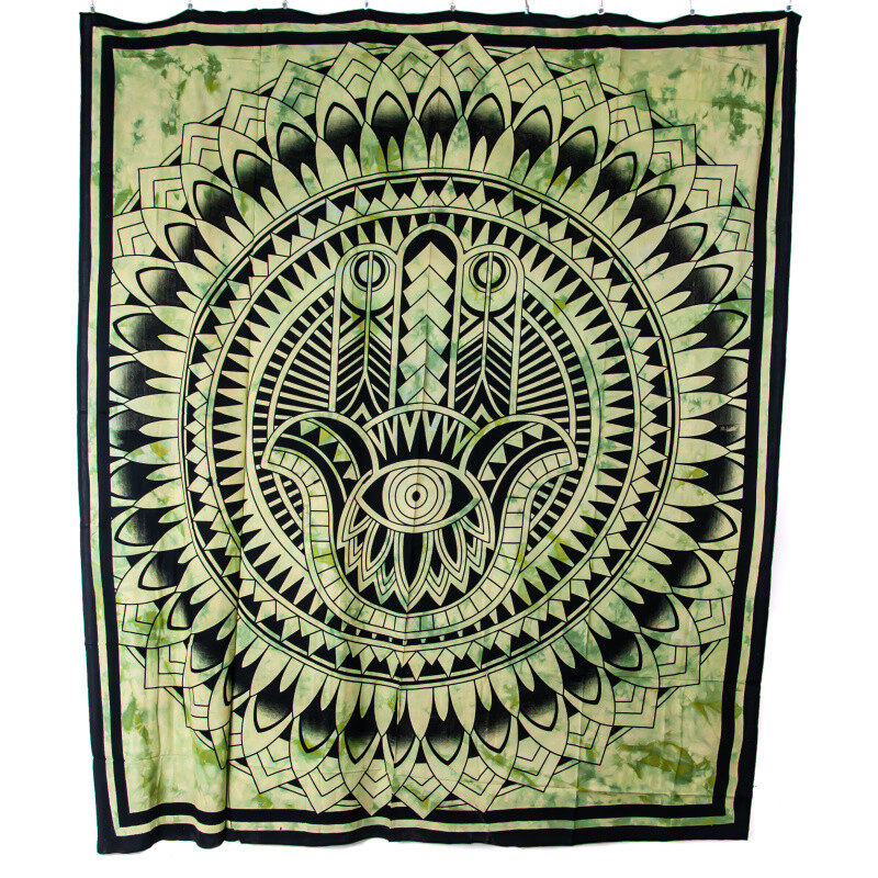Bedspread Double Hamsa Green