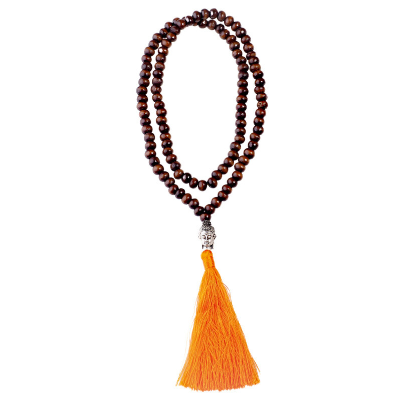Japa Mala Buddha Head Dark 09 mm Orange
