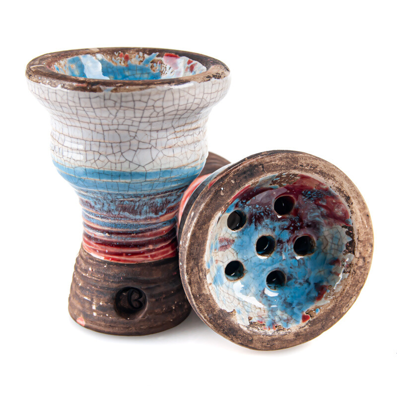 Hookah Bowl Vintage Glass Syria Tricolor