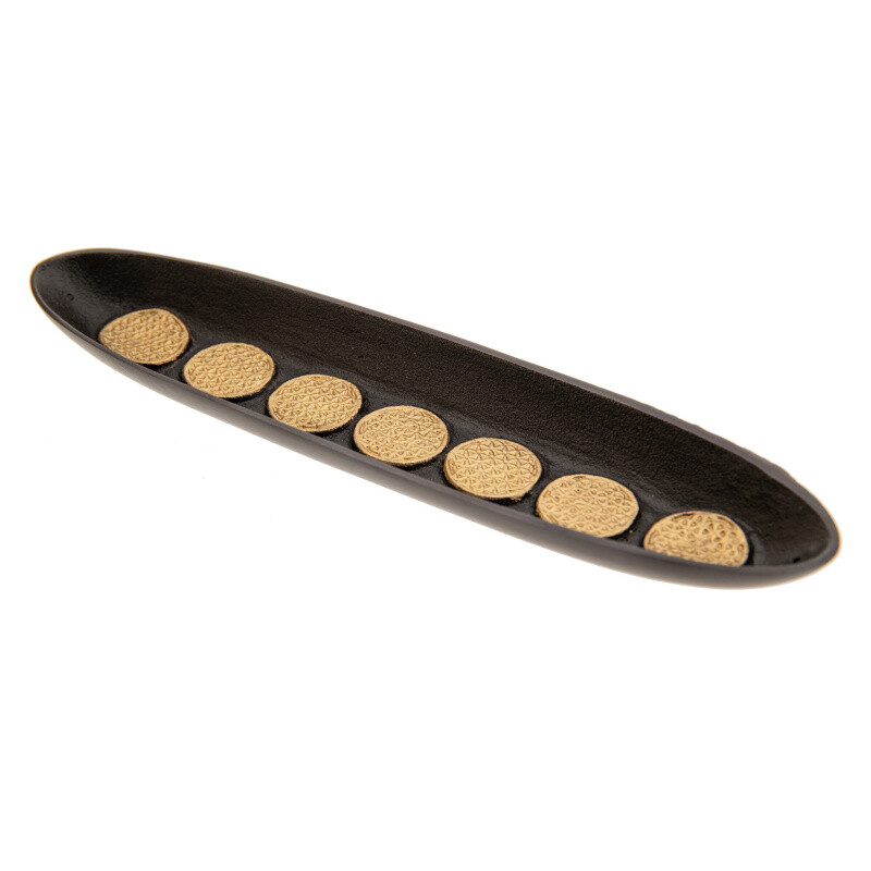 Incense Stick Holder - Metal Boat Flower of Life