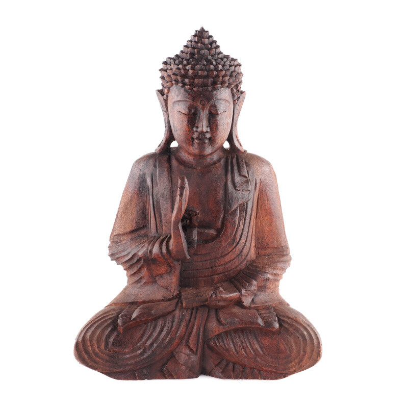 Wooden Statuette Buddha Teaching 40 cm Brown
