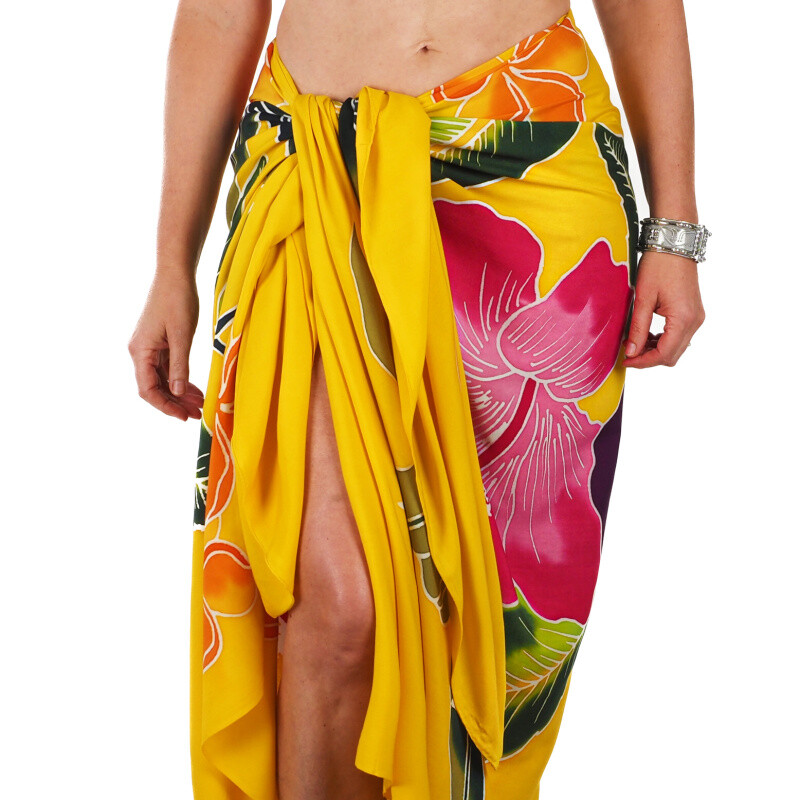 Pareo Sarong Bali Flowers 02 Yellow 200 x 118 cm