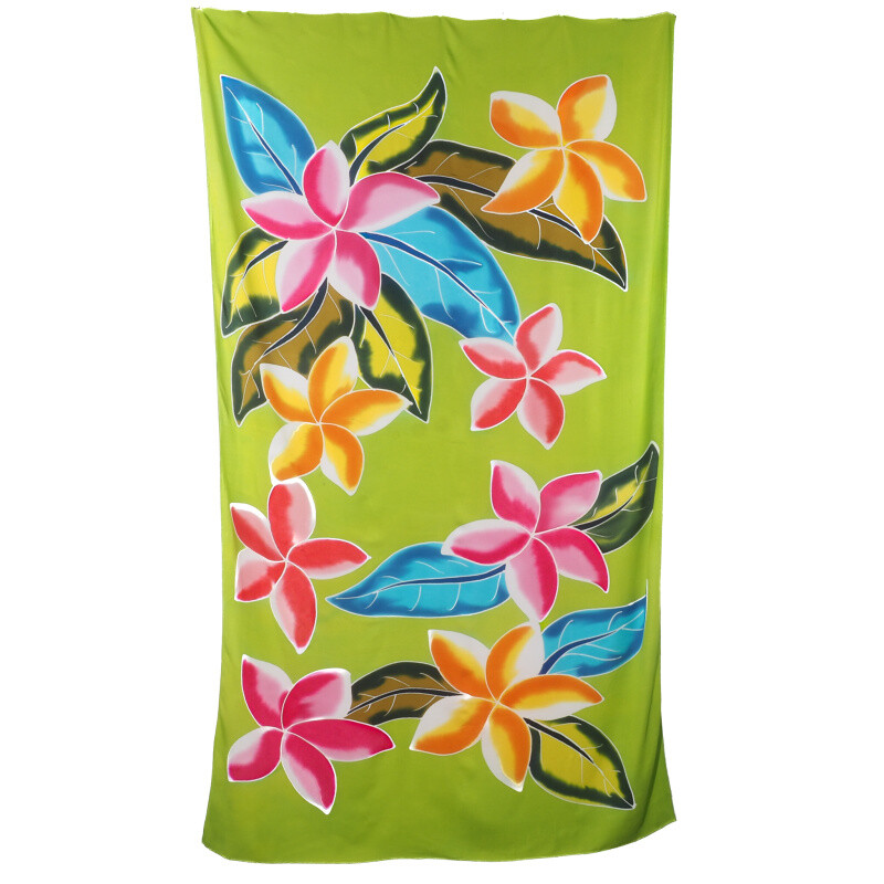 Pareo Sarong Bali Flowers 03 Light Green 200 x 118 cm