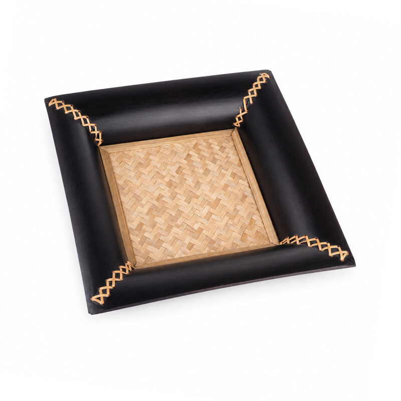 Bamboo Tray Square 02 25 x 25 cm Black