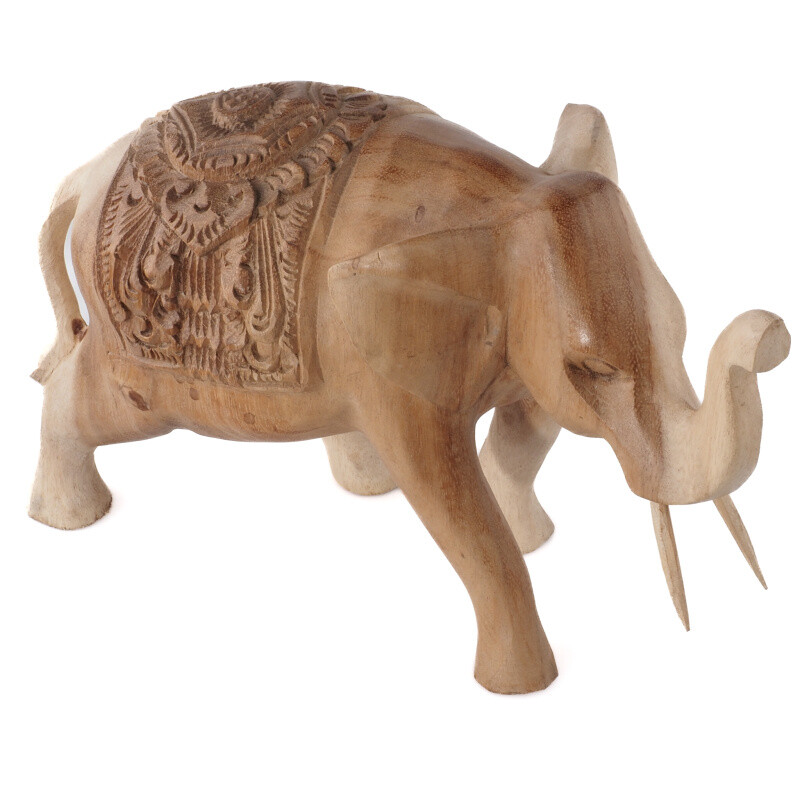 Wooden Statuette Ceremonial Elephant 20 cm Natural
