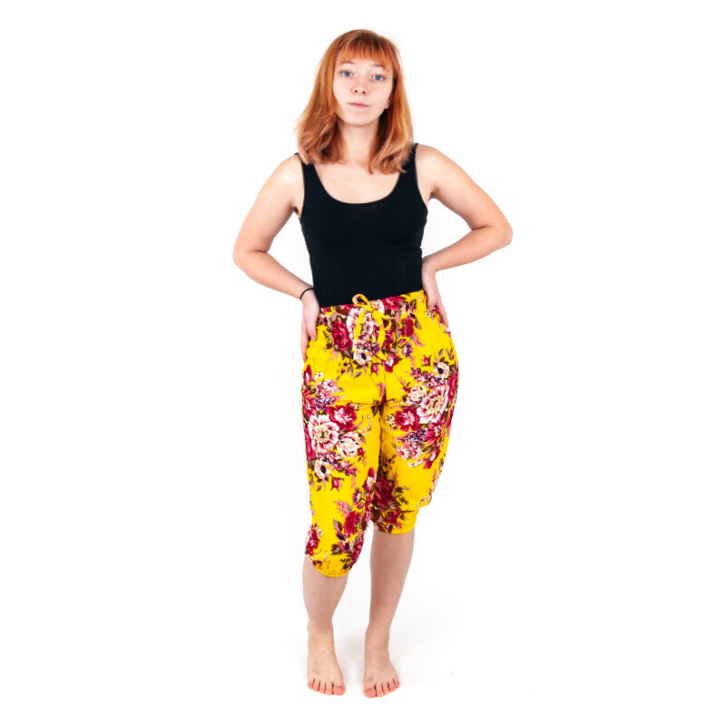 Shorts Yoga Flowers Yellow