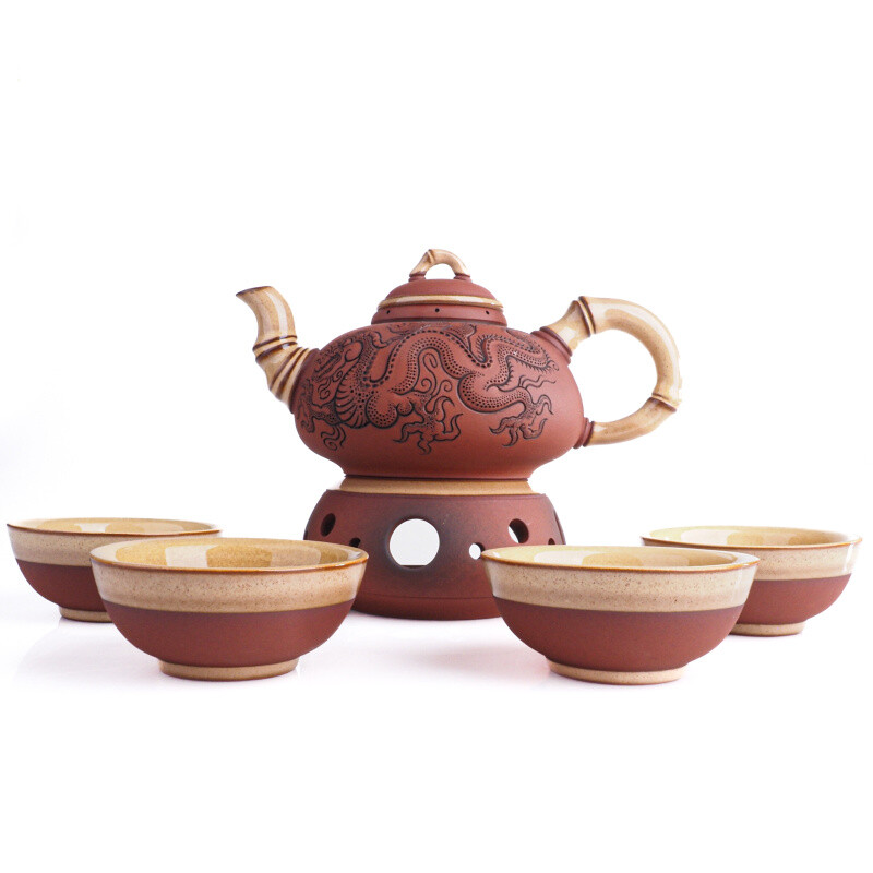 Tea Set Dragon Large Red - 4 Teacups