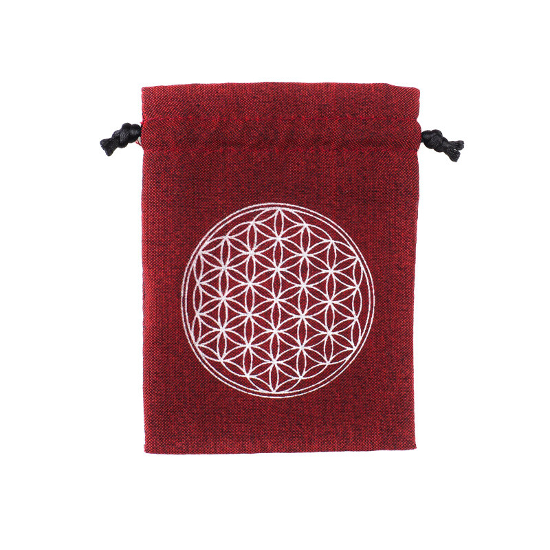 Gift Bag Flower of Life 8 x 11 cm Wine Red