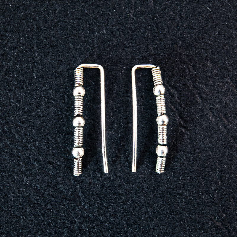 Silver Earrings Spring with Balls