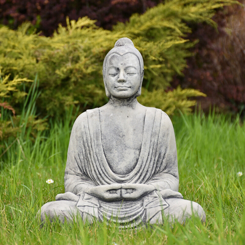 Statuette Concrete Buddha Meditation 46 cm Grey