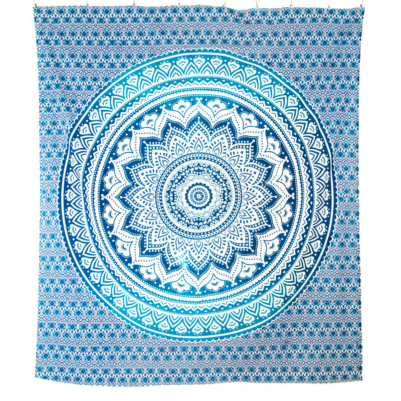 Bedspread Double Lotus Mandala Blue