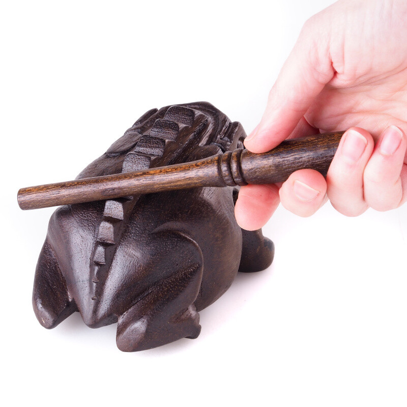 Playing Wooden Frog 14 cm Dark