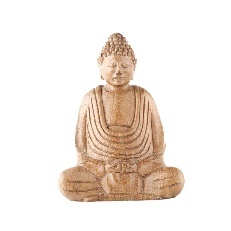 Wooden Statuette Buddha Meditation 15 cm Natural