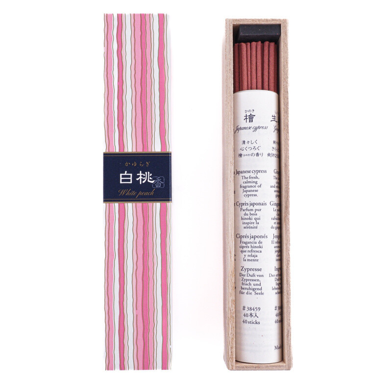 Japanese Incense Sticks Nippon Kayuragi White Peach