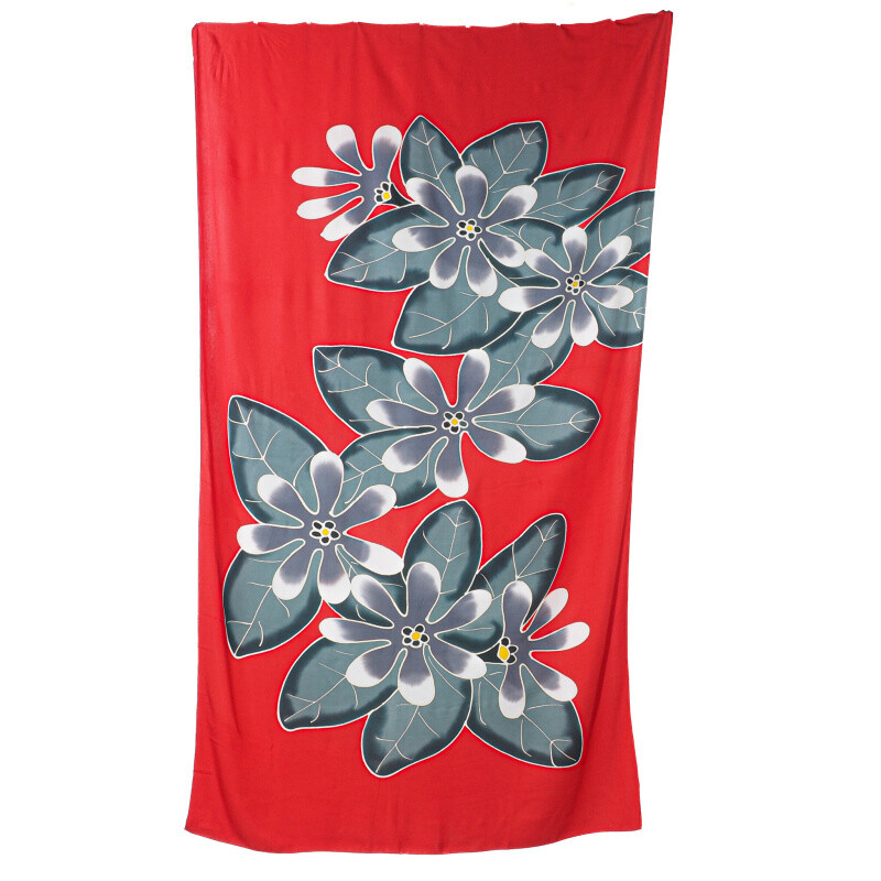 Pareo Sarong Bali Flowers 07 Red 200 x 118 cm