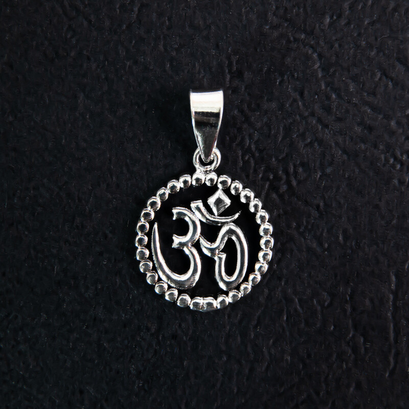Silver Pendant Ohm in Dotted Circle