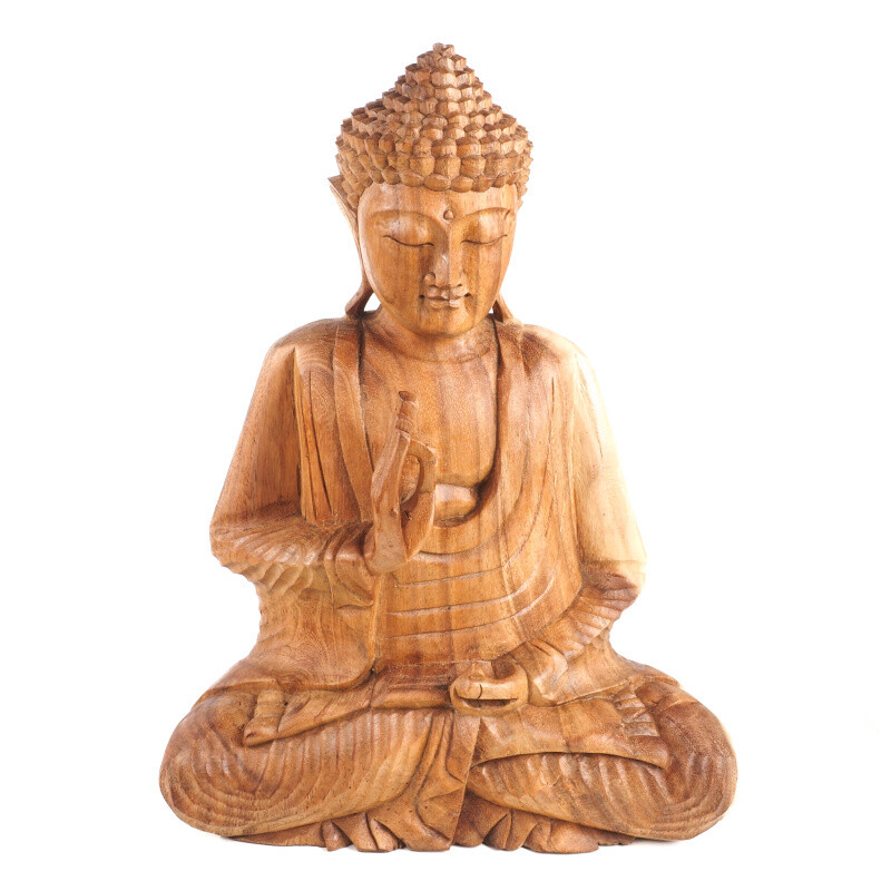 Wooden Statuette Buddha Teaching 40 cm Natural