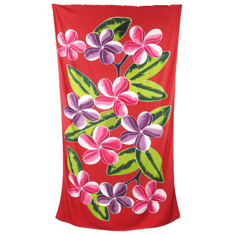 Pareo Sarong Bali Flowers 01 Red 200 x 118 cm