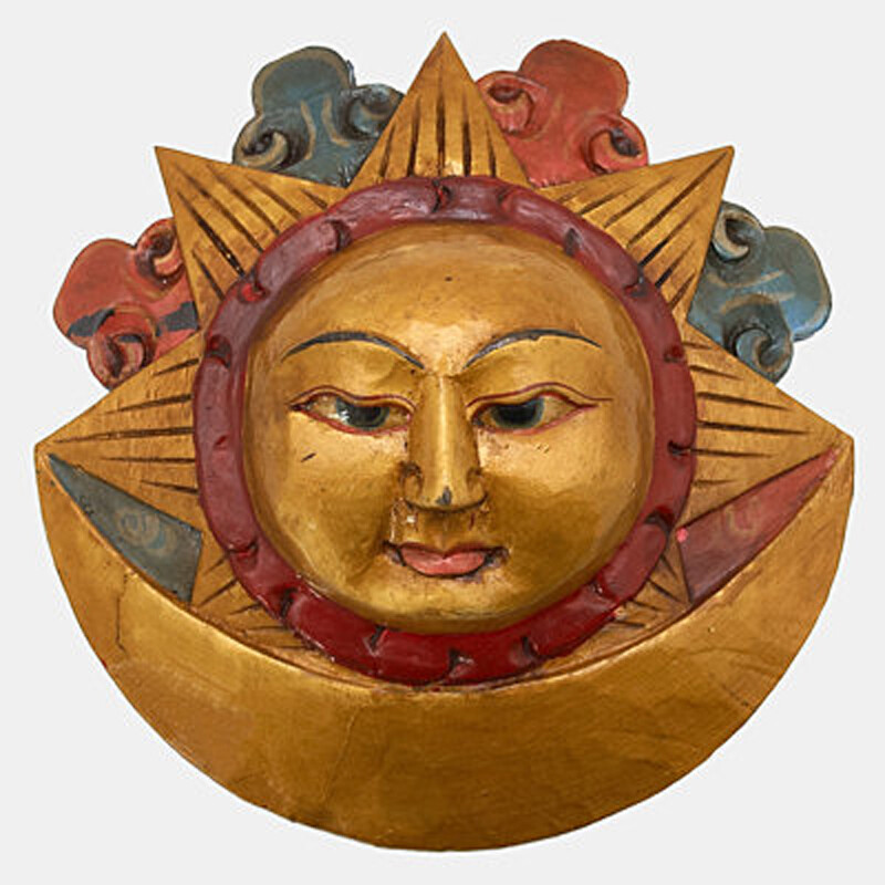 Mask Wood Sun and Moon 20 cm
