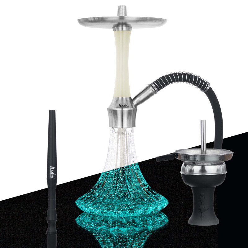 Hookah Aladin Epox 360 Silver Blue Glow Pattern