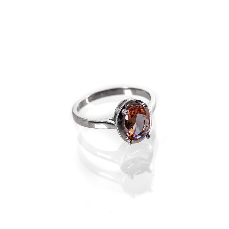 Silver Ring Oval Brown Stone 08