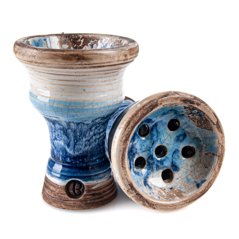 Hookah Bowl Vintage Glass Syria Blue