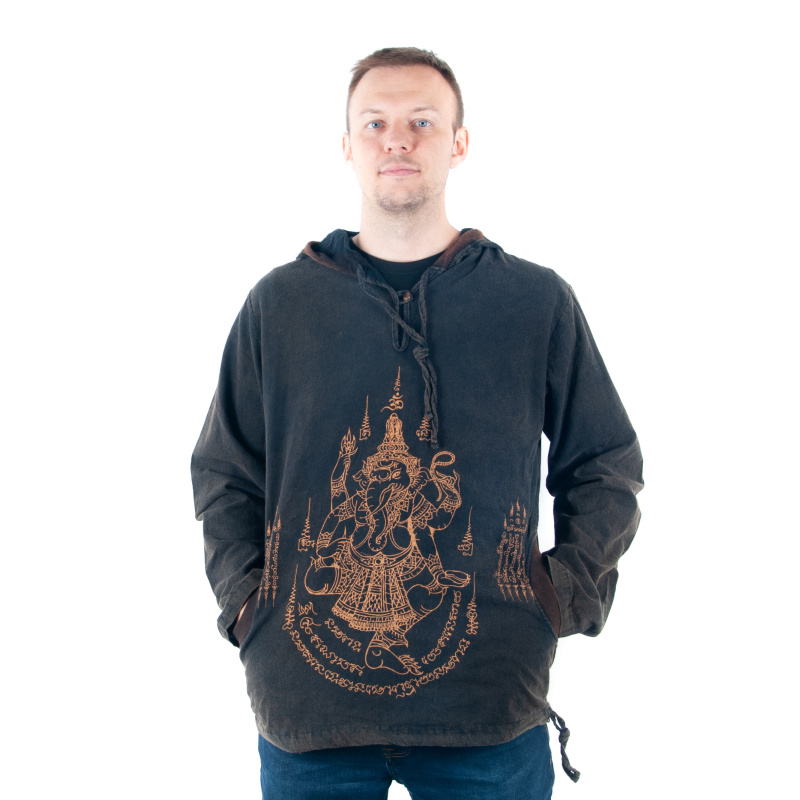 Sweatshirt with Hood Spiritual Ganesh XL Black