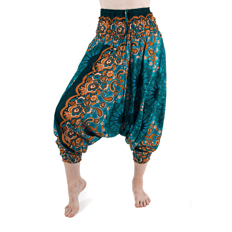 Women's Turkish Trousers Ornament Mandala M Green