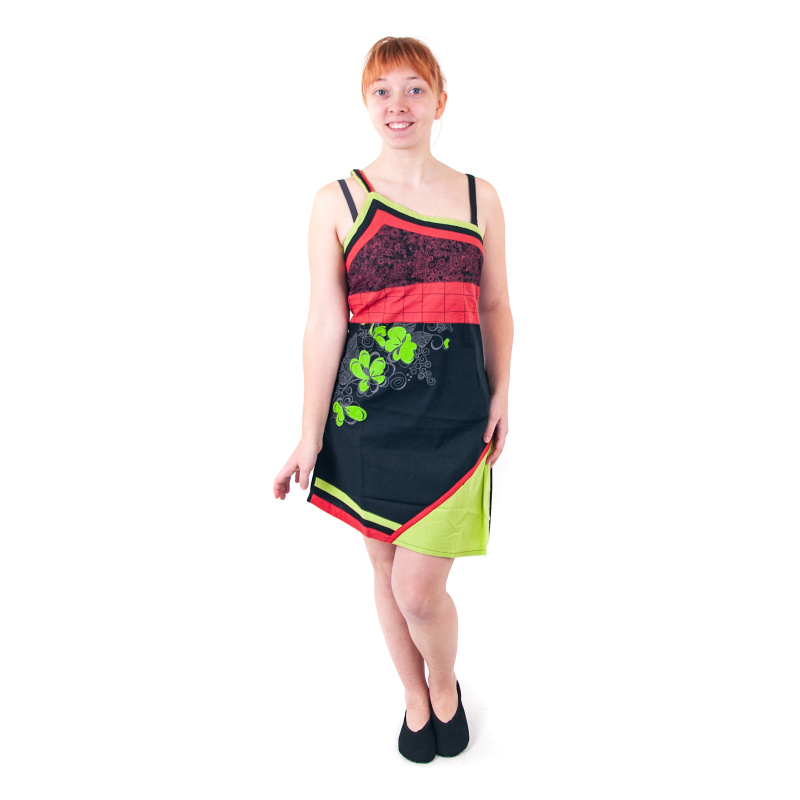 Dress Short Sanjana with picture L Black Red Green