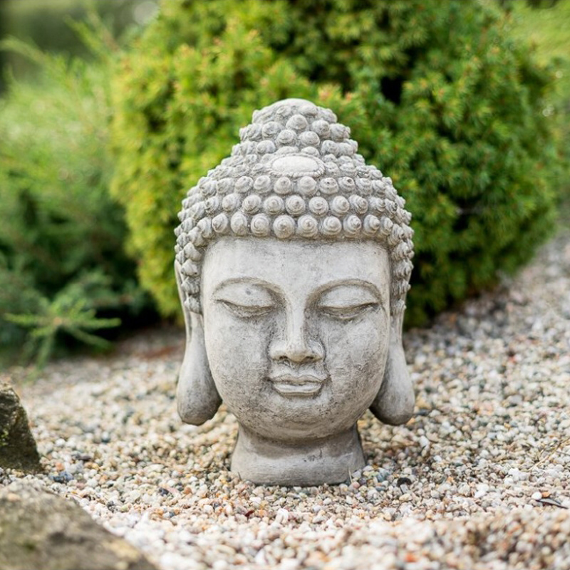 Soška beton Buddha Head 31 cm šedá)