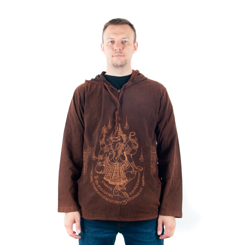 Sweatshirt with Hood Spiritual Ganesh XL Brown
