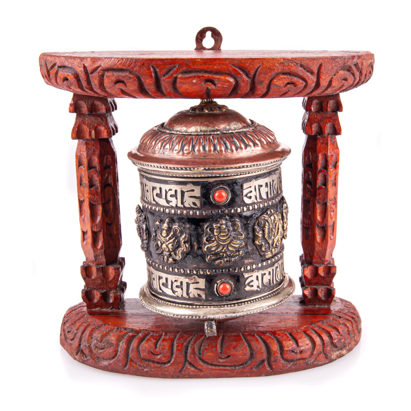 Mlýnek modlitební závěsný Tibet 1V Symbol Stone Brown)